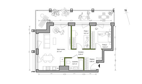 Plan 3 pok. 62m²