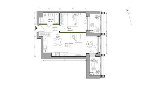 Plan 2 pok. 45m²