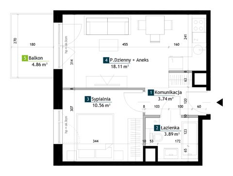 Plan 2 pok. 36m²