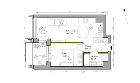 Plan 2 pok. 41m²