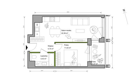 Plan 2 pok. 43m²