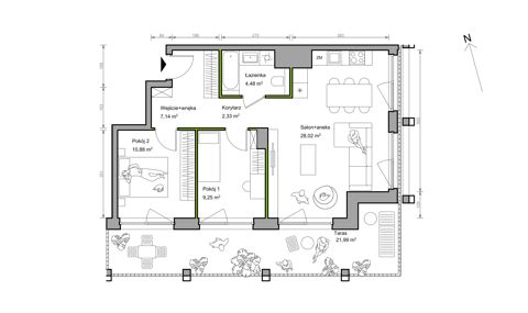 Plan 3 pok. 62m²