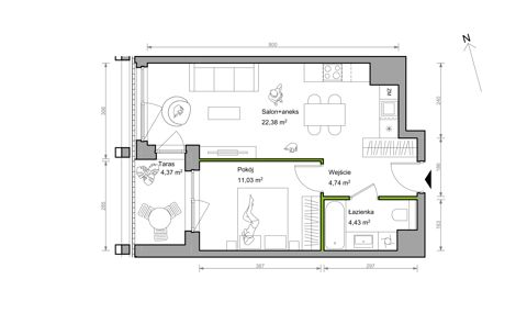 Plan 2 pok. 43m²