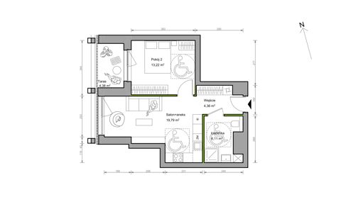 Plan 2 pok. 43m²