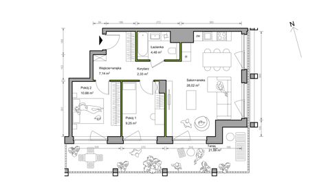 Plan 3 pok. 62m²