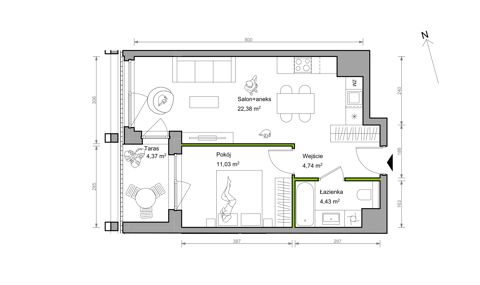 Plan 2 pok. 43m²