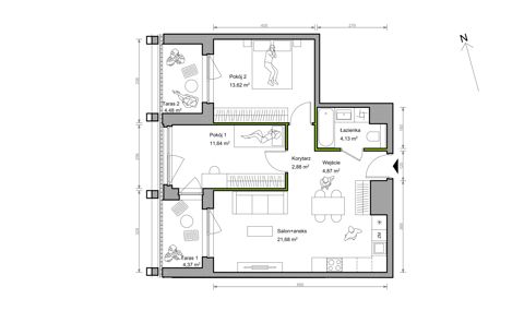 Plan 3 pok. 59m²