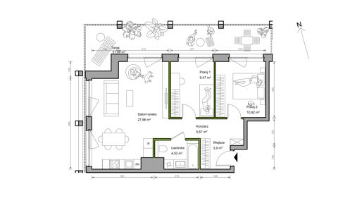 Plan 3 pok. 62m²