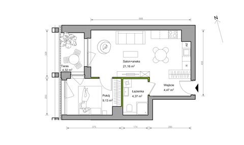 Plan 2 pok. 39m²