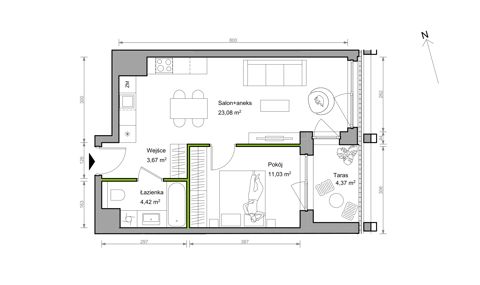 Plan 2 pok. 42m²