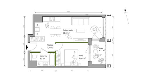 Plan 2 pok. 42m²