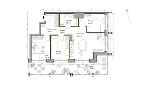 Plan 4 pok. 62m²