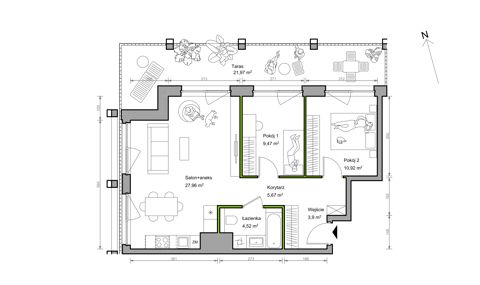 Plan 3 pok. 62m²