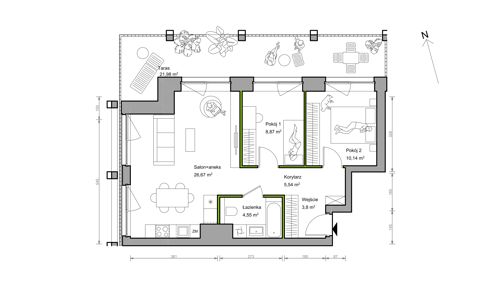 Plan 3 pok. 60m²
