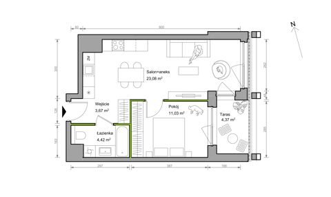 Plan 2 pok. 42m²
