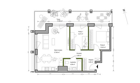Plan 3 pok. 62m²