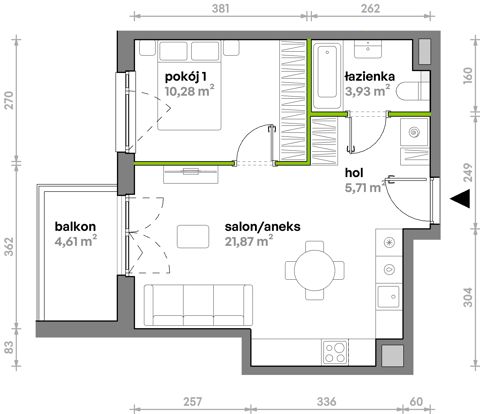 Plan 2 pok. 42m²