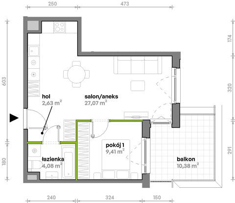 Plan 2 pok. 43m²