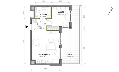 Plan 2 pok. 39m²