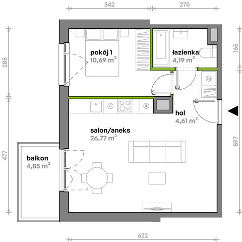 Plan 2 pok. 46m²