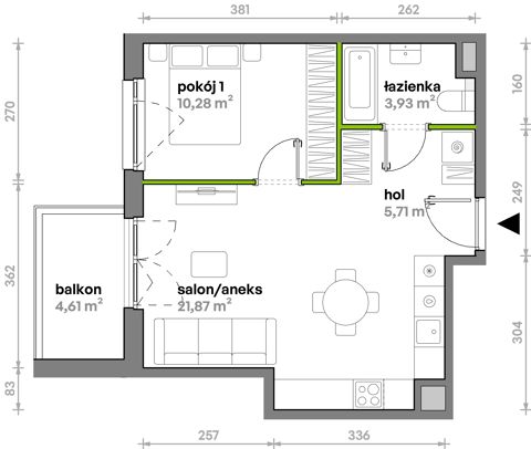 Plan 2 pok. 42m²