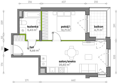 Plan 2 pok. 44m²
