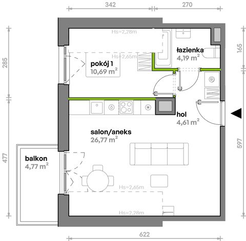 Plan 2 pok. 46m²