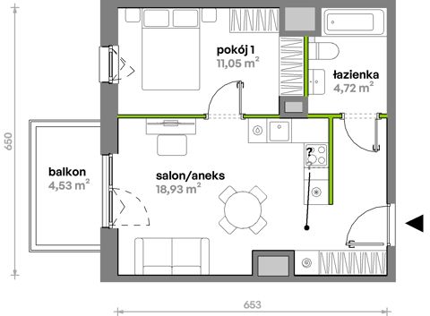 Plan 2 pok. 40m²
