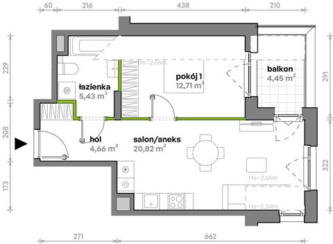 Plan 2 pok. 44m²