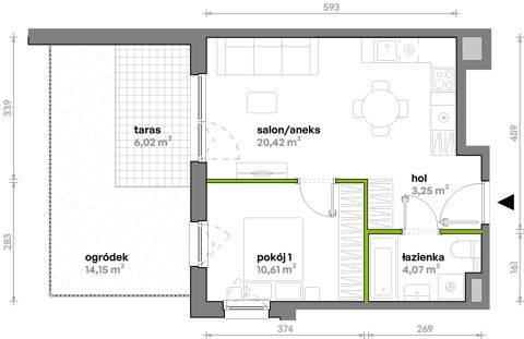 Plan 2 pok. 38m²