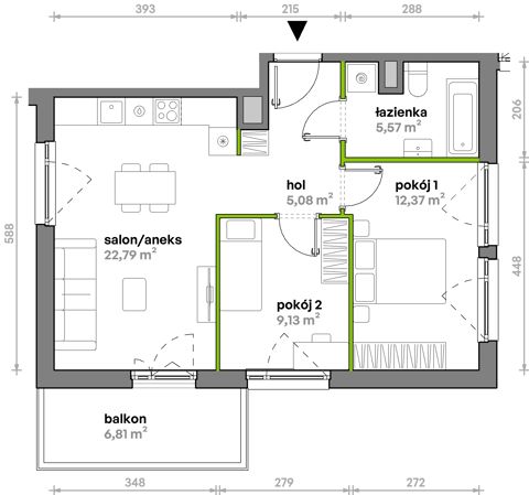 Plan 3 pok. 55m²