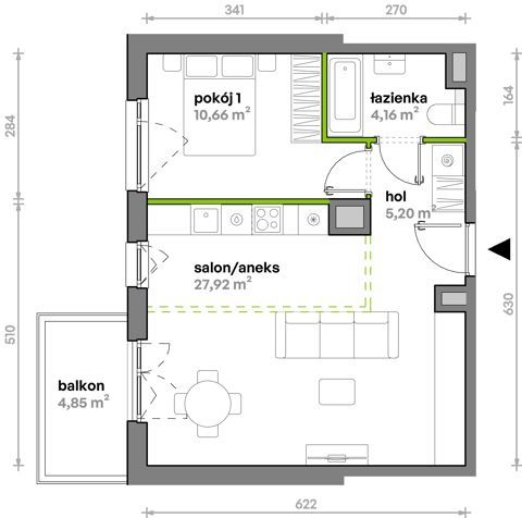 Plan 2 pok. 48m²