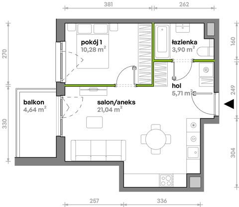 Plan 2 pok. 41m²