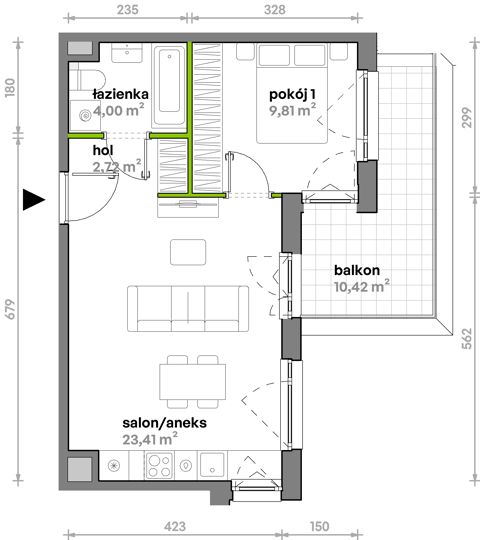 Plan 2 pok. 40m²
