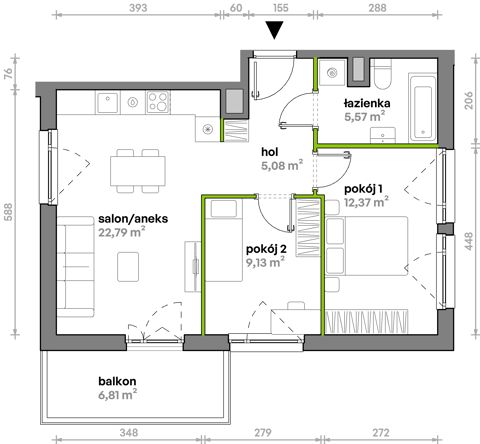 Plan 3 pok. 55m²