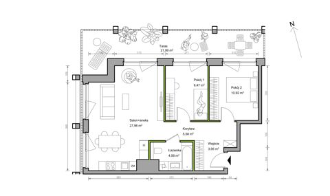 Plan 3 pok. 62m²