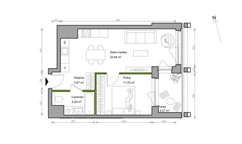 Plan 2 pok. 42m²