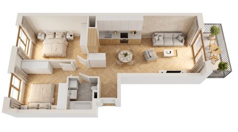 Plan 3 pok. 55m²