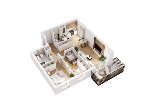 Plan 3 pok. 64m²
