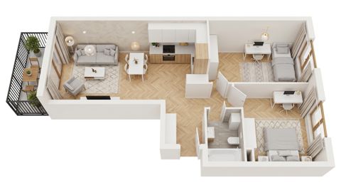 Plan 3 pok. 57m²
