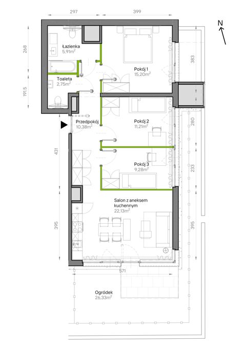 Plan 3 pok. 77m²