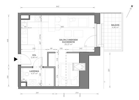 Plan 1 pok. 33m²
