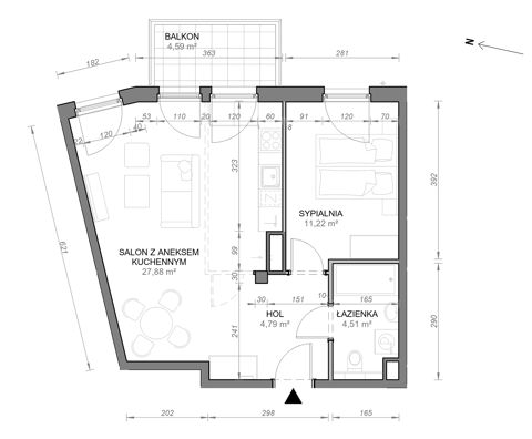 Plan 2 pok. 48m²