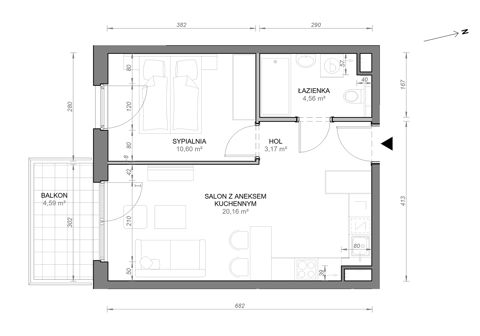 Plan 2 pok. 38m²
