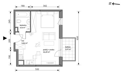 Plan 1 pok. 32m²