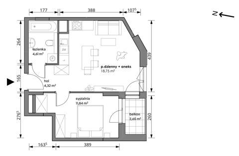 Plan 2 pok. 40m²