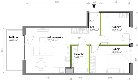 Plan 3 pok. 61m²