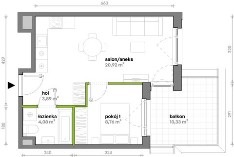 Plan 2 pok. 38m²