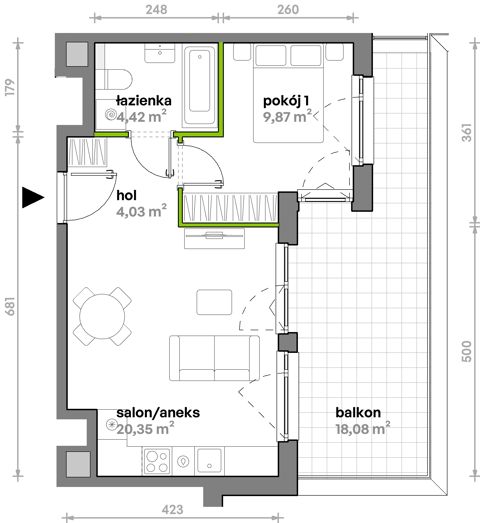 Plan 2 pok. 39m²