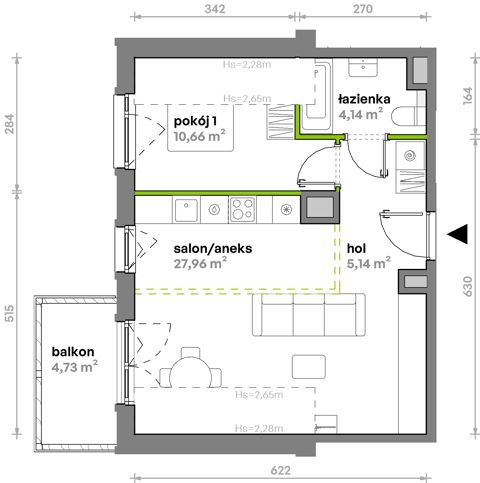Plan 2 pok. 48m²